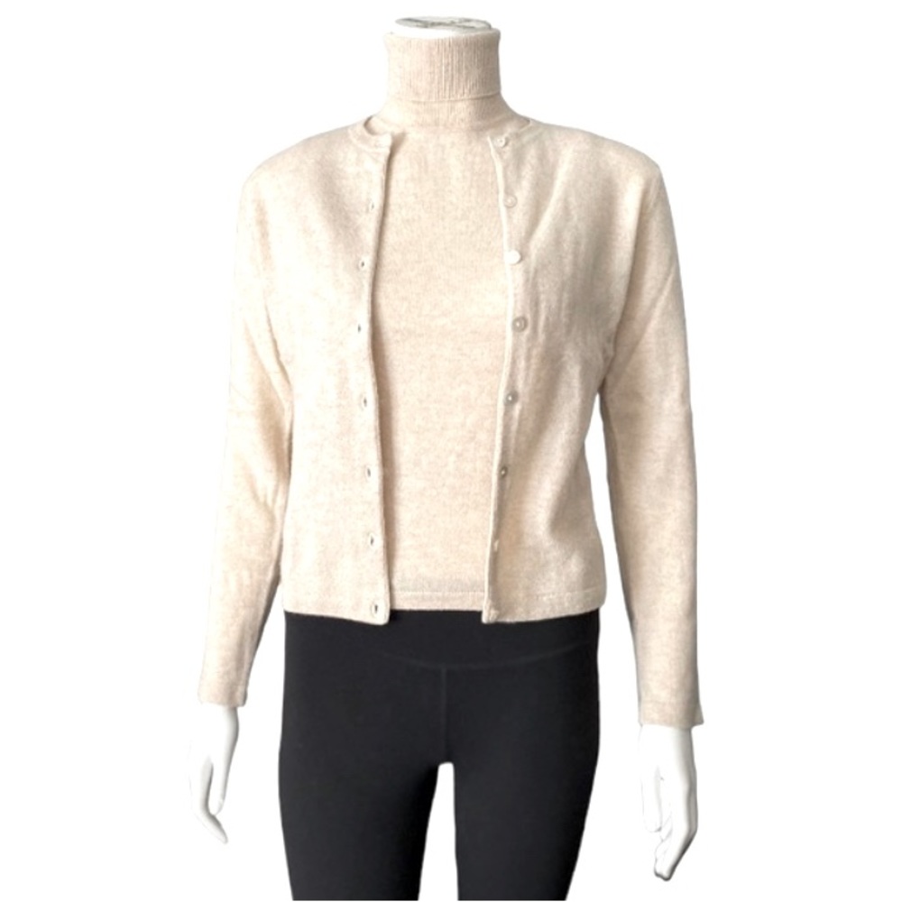 NWOT Exhibition 💯 Cashmere Cardigan Turtleneck Top Set Size M